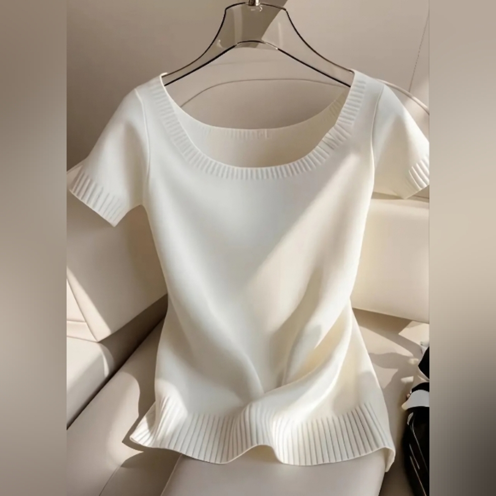 **NEW ARRIVAL** Chic White Short Sleeve Women's Sweater